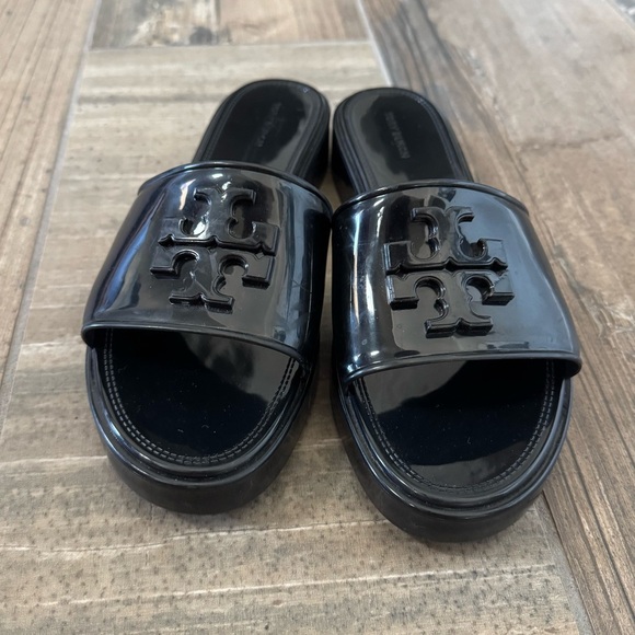 TORY BURCH Eleanor Jelly Slide Sandals In Black size 8 - Picture 3 of 13